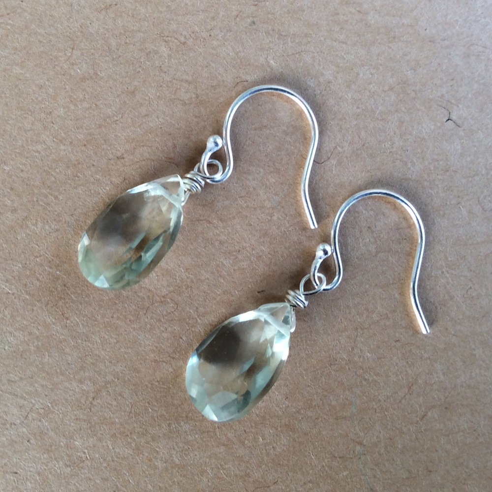 New handcrafted Sundance charm natural gemstone Amethyst Prasiolite earrings